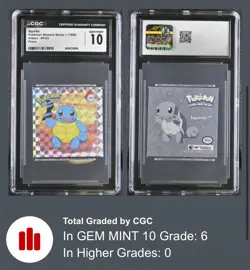 1999 Pokemon Stickers Series 1 Prism Squirtle #Pr22 CGC 10 GEM MINT - Image 1