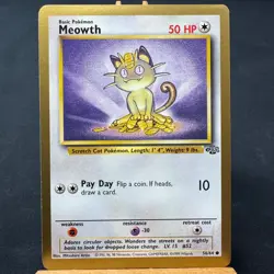 Meowth - 56/64 - Jungle Set - Golden Border Promo - Pokemon - WOTC - Played - Image 1