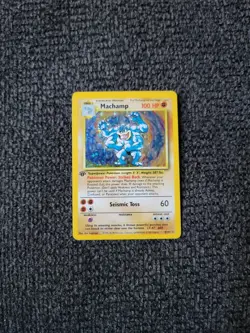 Pokemon Base Set 1st Edition Holo Finish Machamp 8/102 HP-MP OC1673 - Image 1