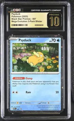 2025 Pokemon Psyduck Black Star Promos Mega Evolution CGC Graded 10 Pristine - Image 1