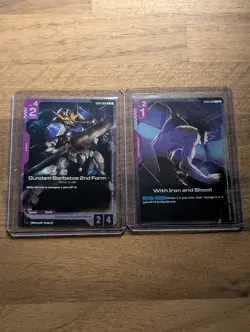 Gundam Barbatos 2nd Form and With Iron and Blood Iron Bloom Promo Cards Alt Arts - Image 1