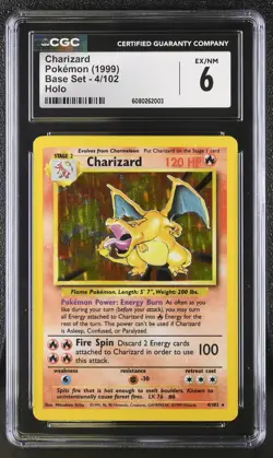 CGC 6 Charizard 1999 Base Set 4/102 Holo Pokemon Card - Image 1