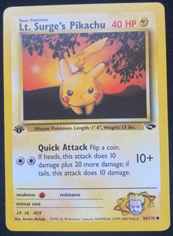Pokemon Card Lt Surge's Pikachu Gym Challenge 1st Edition 84/132 (NM) - Image 1