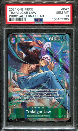 PSA 10 TRAFALGAR LAW OP01-047 ALT ART PRB-01 THE BEST ENGLISH ONE PIECE TCG CARD - Image 1