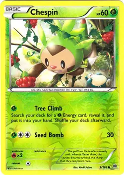 Pokemon - Chespin - 9/162 - Common - Reverse Holo - XY - BREAKthrough - NM - Image 1