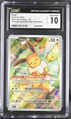 CGC 10 Eevee SVP EN 173 Black Star Promo Prismatic Elite Trainer Box Pokemon 1a - Image 1