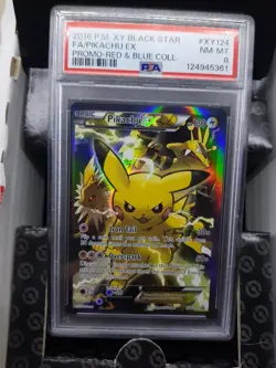 POKEMON PIKACHU EX BLACK STAR PROMO HOLO XY124 PSA 8 - Image 1