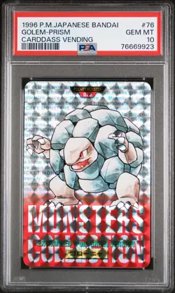 1996 POKEMON JPN BANDAI CARDDASS VENDING #76 GOLEM-PRISM PSA 10 - Image 1