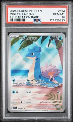2025 Pokemon DRI EN - Misty's Lapras 194/182 - Illustration Rare - PSA 10 - Image 1