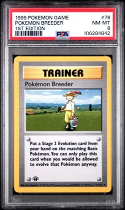 1999 Pokemon Game Base Set #76 Pokemon Breeder 1st Edition Shadowless PSA 8 - Image 3