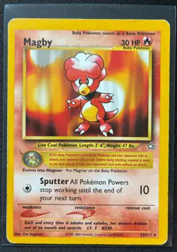 Pokemon 2000 Neo Genesis Magby 23/111 Unlimited English HP/DMG (Crease) - Image 1