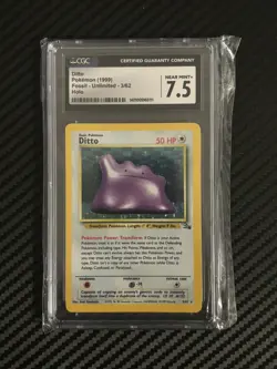 Ditto 3/62 Fossil Set Holo Rare Pokemon WOTC Vintage Card 1999 CGC GRADED NM 7.5 - Image 1