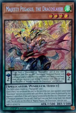 MP23-EN173 MAJESTY PEGASUS, THE DRACOSLAYER SECRET RARE 1ST EDITION YuGiOh CARD - Image 1
