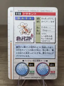 Pokemon Card Goldeen 118 Bandai Carddass 1996 Red Japanese - Image 4