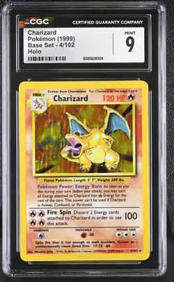 CGC 9 MINT Charizard 1999 Base Set 4/102 Holo Pokemon Card - Image 1