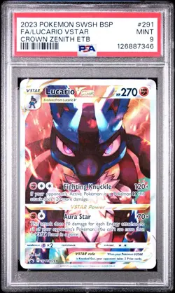 Lucario VSTAR SWSH291 PSA 9 Mint Crown Zenith ETB Promo Pokemon Card 🔥🔥 - Image 1