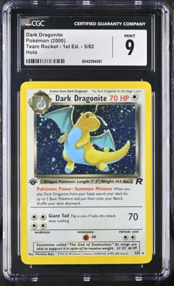 CGC 9 MINT Dark Dragonite Team Rocket 1st Edition 5/82 Holo Pokemon Card - Image 1