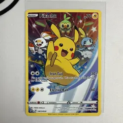 Pokemon Pikachu SWSH020 Full Art Sword & Shield Black Star Promo - Image 1