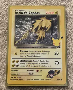 Rocket's Zapdos Celebrations: Classic Collection 15/132 Pokemon TCG Holo - Image 1