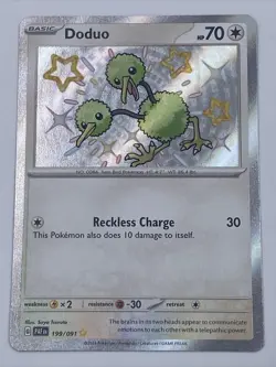 Pokemon TCG: Doduo 199/091 Scarlet & Violet: Paldean Fates Shiny Rare Holo - Image 1