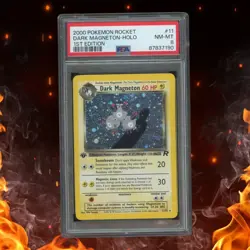 Pokemon Team Rocket 1st Edition DARK MAGNETON 11/82 Holo PSA 8 - Image 1