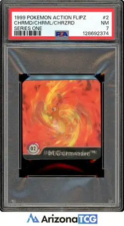 Pokemon 1999 Action Flipz Charmander Charmeleon Charizard #2 Series One PSA 7 - Image 1