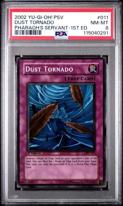 2002 Yu-Gi-Oh! Dust Tornado Pharaoh's Servant PSV 1st Edition Super Rare PSA 8 - Image 1