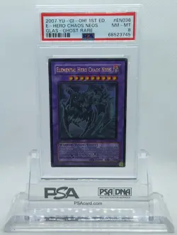 YUGIOH GLAS-EN036 ELEMENTAL HERO CHAOS NEOS GHOST RARE PSA 8 NM #68523745 - Image 1