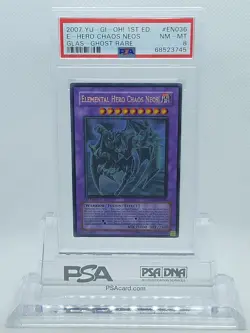 YUGIOH GLAS-EN036 ELEMENTAL HERO CHAOS NEOS GHOST RARE PSA 8 NM #68523745 - Image 2