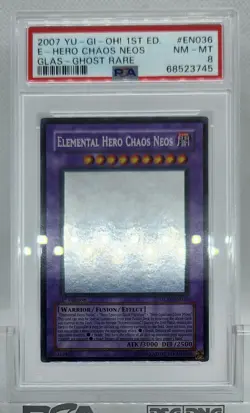 YUGIOH GLAS-EN036 ELEMENTAL HERO CHAOS NEOS GHOST RARE PSA 8 NM #68523745 - Image 3
