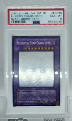 YUGIOH GLAS-EN036 ELEMENTAL HERO CHAOS NEOS GHOST RARE PSA 8 NM #68523745 - Image 5