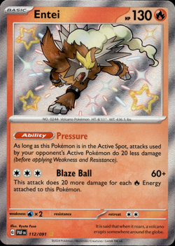 Entei 112/91 Shiny Rare Paldean Fates Pokemon Cards - Image 1
