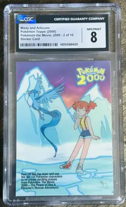 MISTY AND ARTICUNO NEAR MINT/MINT 2 of 10 STICKER CARD TOPPS POKEMON MOVIE 2000 - Image 1