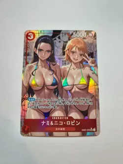 Nami & Rico Robin Bikini Custom One Piece Card Sexy Manga Waifu TCG Textured Duo - Image 1