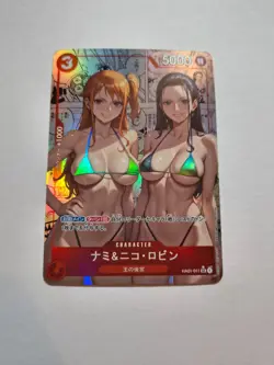 Nami & Rico Robin Bikini Custom One Piece Card Sexy Manga Waifu TCG Textured Duo - Image 1