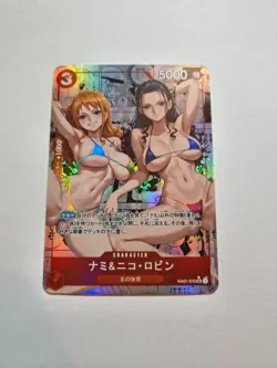 Nami & Rico Robin Bikini Custom One Piece Card Sexy manga Waifu TCG Textured Duo - Image 1