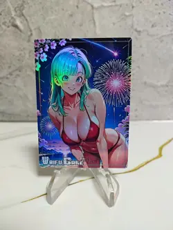 Bulma Trading Card Waifu Goddess Story Anime Girl holo Karte Manga Full Art - Image 1