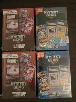 4x 2025 Pokemon Mystery Gems 1 CGC Graded Card & 1 Booster Pack Each! 2 Limited! - Image 1