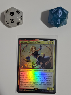 MTG Magic Final Fantasy D20 Shinra Blue Dice and Mog White D20 + Zidane Promo - Image 1