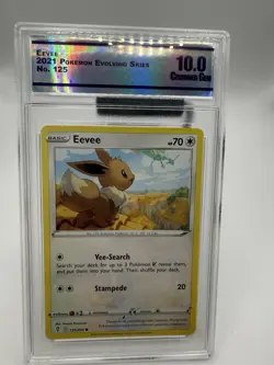 GRADED 10 CC&G 2021 Pokemon Evolving Skies Eevee REVERSE HOLO #125 - Image 1