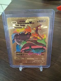 Tag Team Vmax Premium Gold Foil Fan Art Collector Pokemon - Image 1