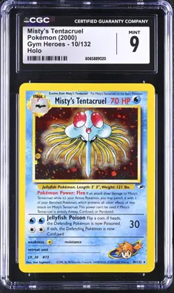CGC 9 Misty's Tentacruel Gym Heroes 10/132 Holo Pokemon Card psa - Image 1