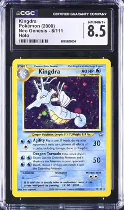 CGC 8.5 Kingdra 2000 Neo Genesis 8/111 Holo Pokemon Card psa - Image 1