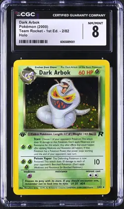 CGC 8 Dark Arbok 1st Edition Team Rocket 2/82 Holo Pokemon Card NM/MINT psa - Image 1