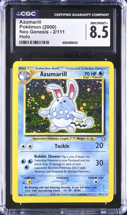 CGC 8.5 Azumarill 2000 Neo Genesis 2/111 Holo Pokemon Card psa - Image 1
