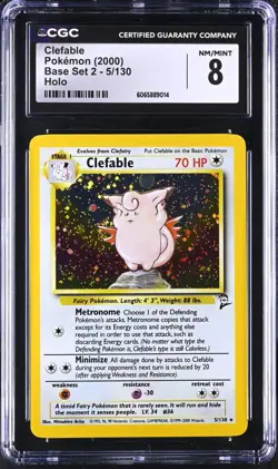 CGC 8 Clefable Base Set 2 5/130 Holo 2000 Pokemon Card psa - Image 1