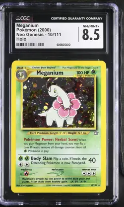 CGC 8.5 Meganium 2000 Neo Genesis 10/111 Holo Pokemon Card - Image 1