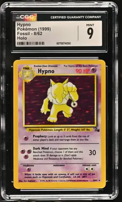 CGC 9 MINT Hypno 1999 Fossil 8/62 Holo Pokemon Card - Image 1