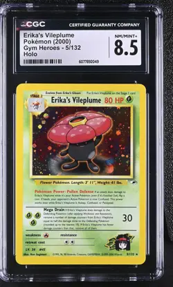 CGC 8.5 Erika's Vileplume 2000 Gym Heroes 5/132 Holo Pokemon Card - Image 1