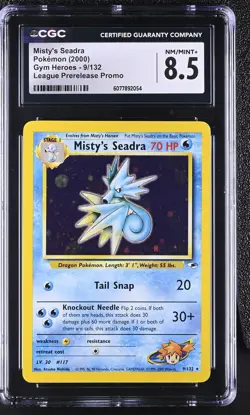 CGC 8.5 Misty's Seadra 2000 Gym Heroes 9/132 Prerelease Holo Pokemon Card - Image 1
